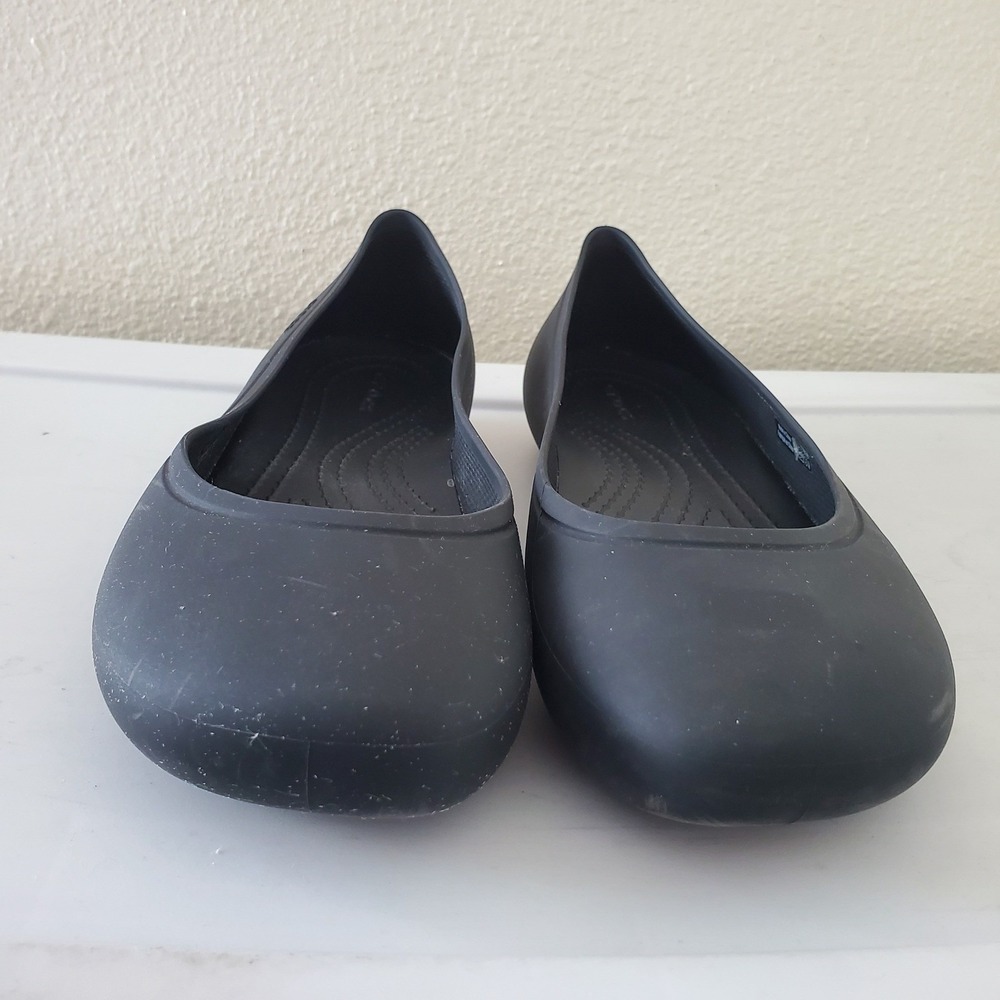 Crocs Brooklyn Black Ballet Flats Womens Size 8 Comfort Slip On Shoes 202184 - Picture 2 of 11